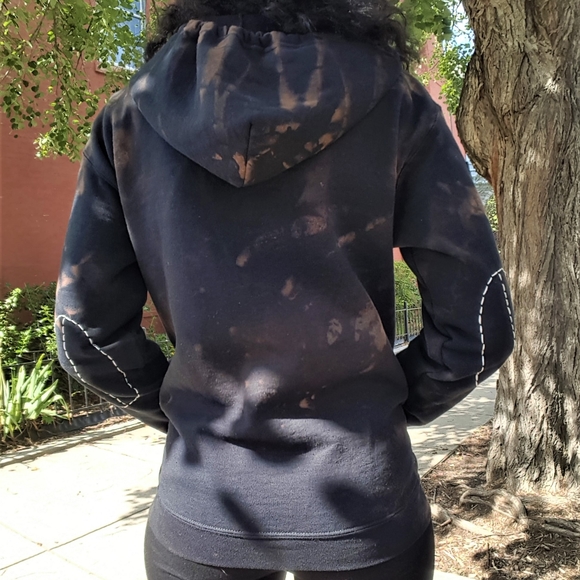 Sale!"Bleached Out" Black Unisex Hoodie - Picture 4 of 5